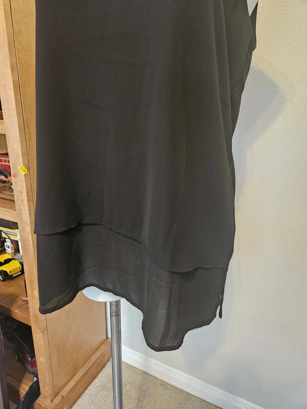 Michael Kors Sleeveless V-Neck Black Chiffon Layered Tank Top